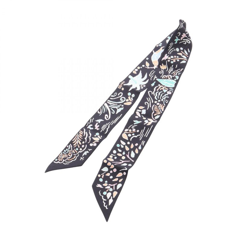 Hermes Scarf Twilly Isola Di Primavera Silk Scarf Women's Used B