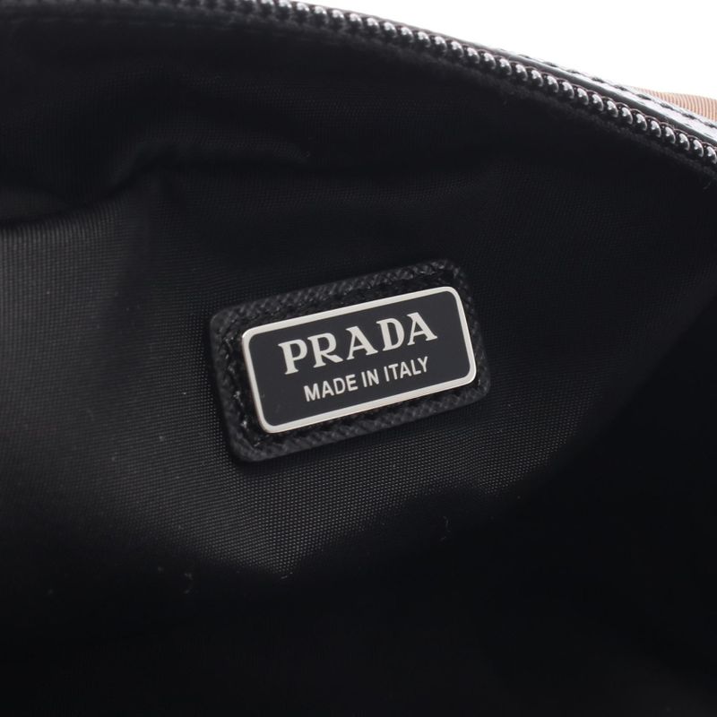 Prada Pouch Brown Nylon Leather Triangle Logo Pouch Ladies Used B
