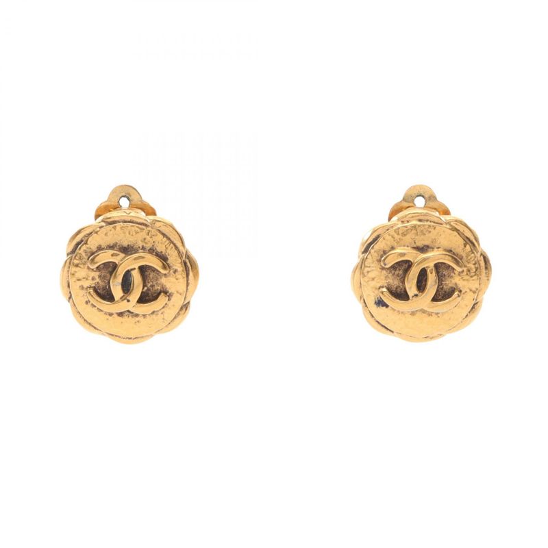 Chanel Earring Coco Mark GP (gold Plated) Earring Ladies Used B