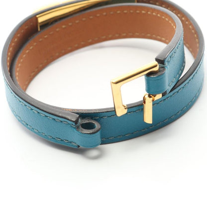Hermes Bracelet Rival Double Tour Leather GP (gold Plated) Bracelet Ladies Used