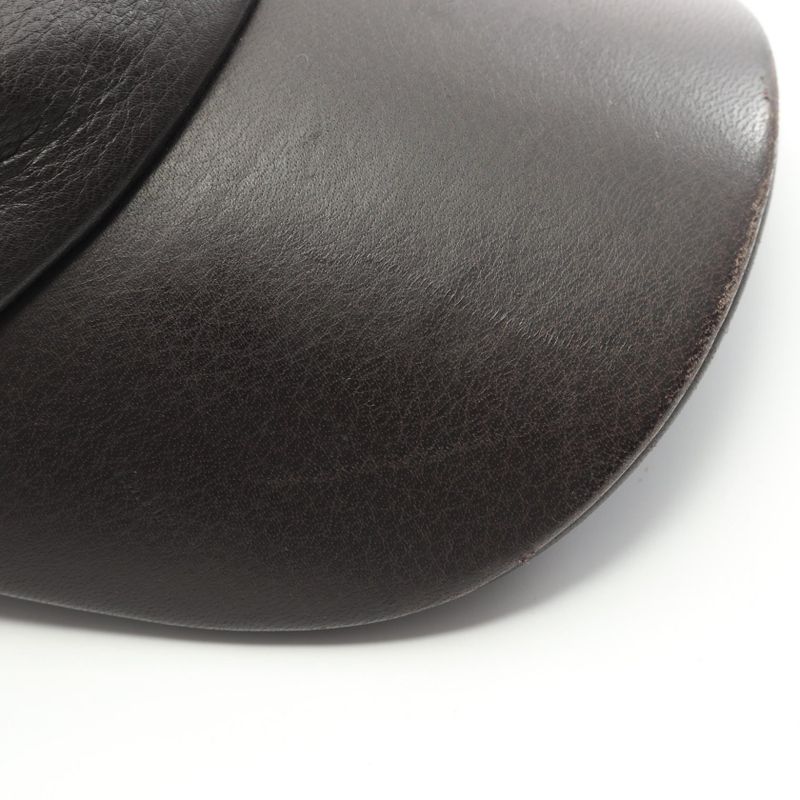 Hermes Cap H Embroidery Leather Hat Men's Used B