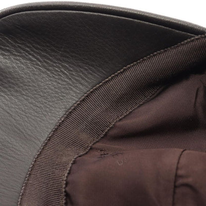 Hermes Cap H Embroidery Leather Hat Men's Used B