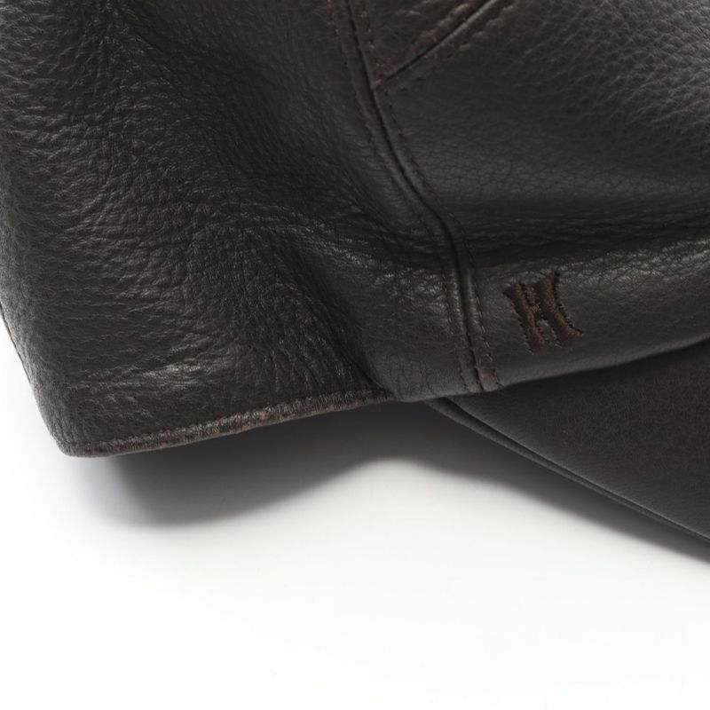 Hermes Cap H Embroidery Leather Hat Men's Used B