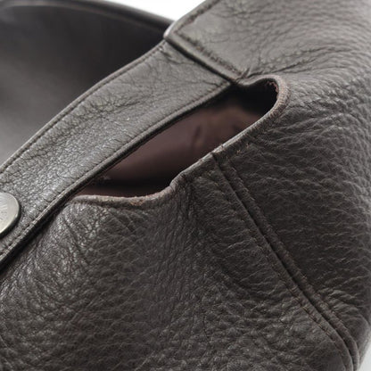 Hermes Cap H Embroidery Leather Hat Men's Used B