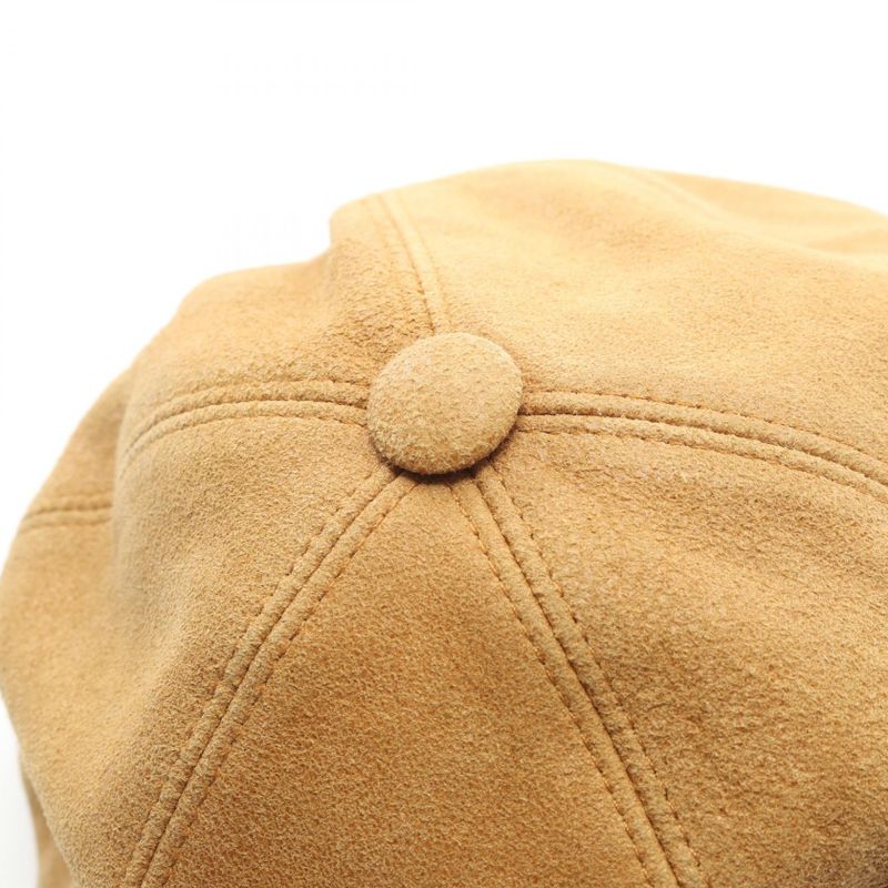 Hermes Cap H Embroidery Suede Hat Men's Used B