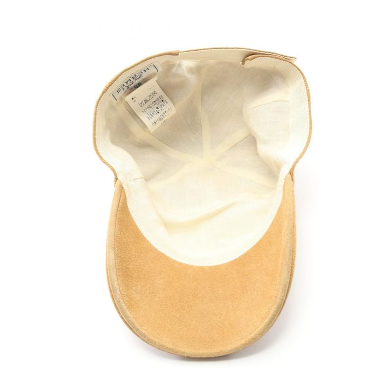 Hermes Cap H Embroidery Suede Hat Men's Used B