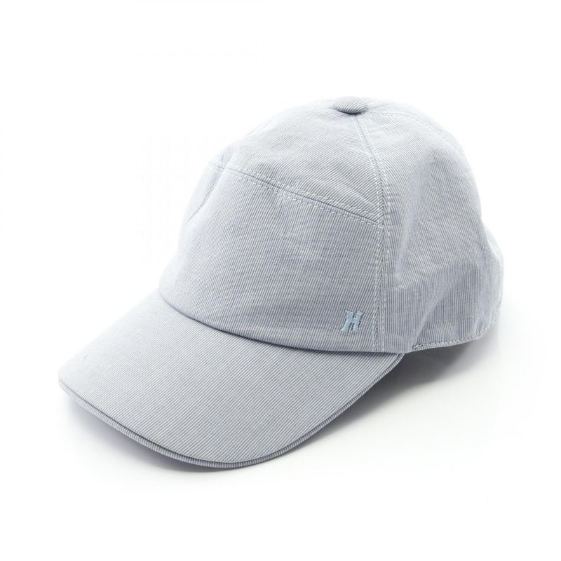 Hermes Cap H Embroidery Canvas Hat Men's Used B