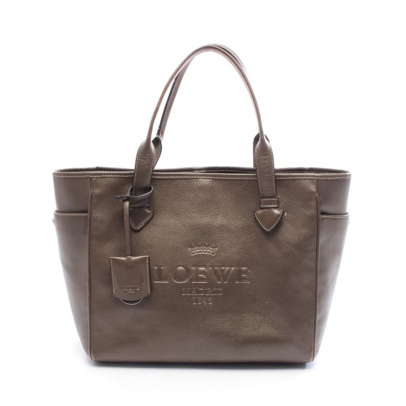 Loewe Tote Bag Heritage Dark Brown Leather Heritage Women's Used C