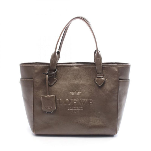 Loewe Tote Bag Heritage Dark Brown Leather Heritage Women's Used C