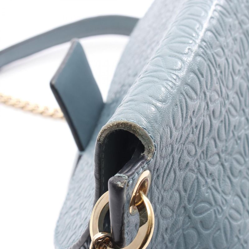 Loewe Shoulder Bag Avenue Repeat Anagram Light Blue Leather Anagram Chain