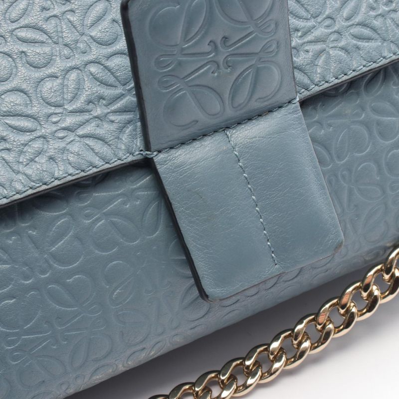 Loewe Shoulder Bag Avenue Repeat Anagram Light Blue Leather Anagram Chain