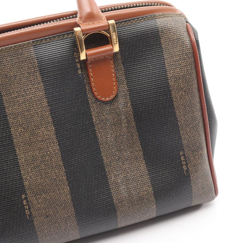 Fendi Handbag Pecan 25902 Black Dark Brown PVC Coated Canvas Leather Mini