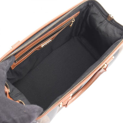 Fendi Handbag Pecan 25902 Black Dark Brown PVC Coated Canvas Leather Mini