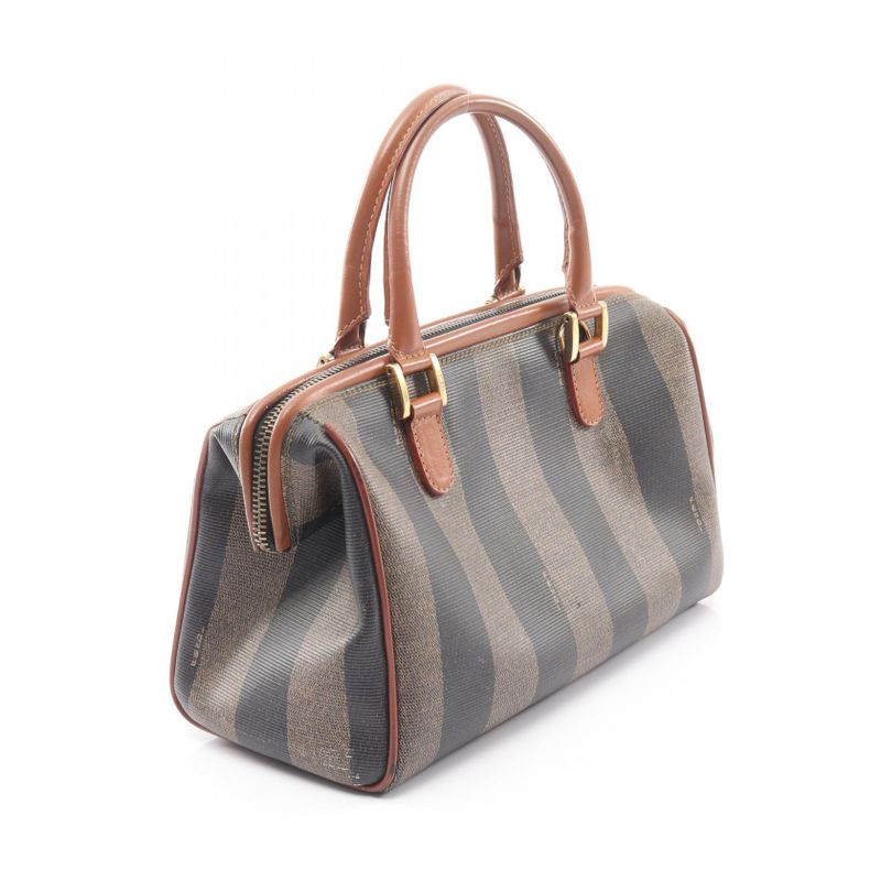 Fendi Handbag Pecan 25902 Black Dark Brown PVC Coated Canvas Leather Mini