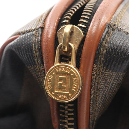 Fendi Handbag Pecan 25902 Black Dark Brown PVC Coated Canvas Leather Mini