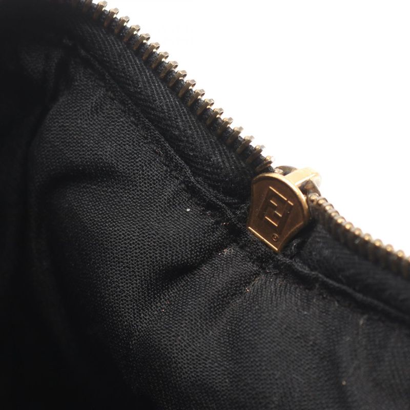 Fendi Handbag Pecan 25902 Black Dark Brown PVC Coated Canvas Leather Mini