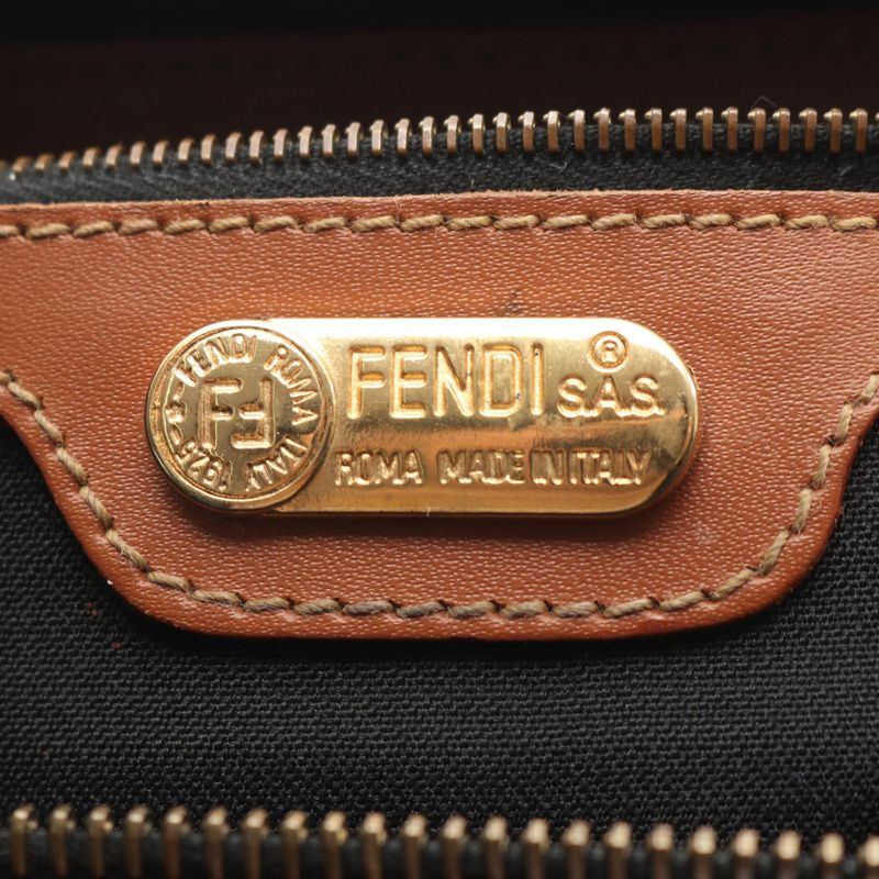 Fendi Handbag Pecan 25902 Black Dark Brown PVC Coated Canvas Leather Mini