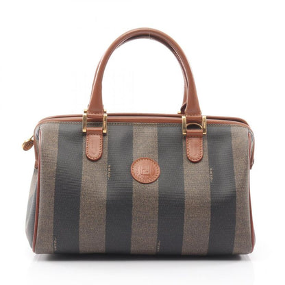 Fendi Handbag Pecan 25902 Black Dark Brown PVC Coated Canvas Leather Mini