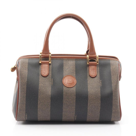 Fendi Handbag Pecan 25902 Black Dark Brown PVC Coated Canvas Leather Mini