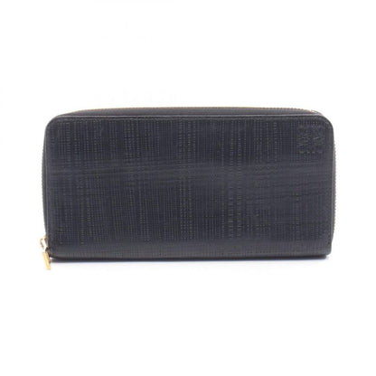 Loewe Round Long Wallet Anagram Black Leather Anagram Round Long Wallet Women's