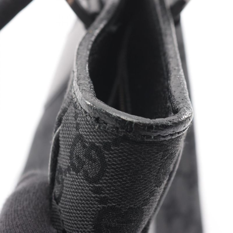 Gucci Handbag GG Canvas 113011 Black Canvas Leather Tote Bag Women's Used B