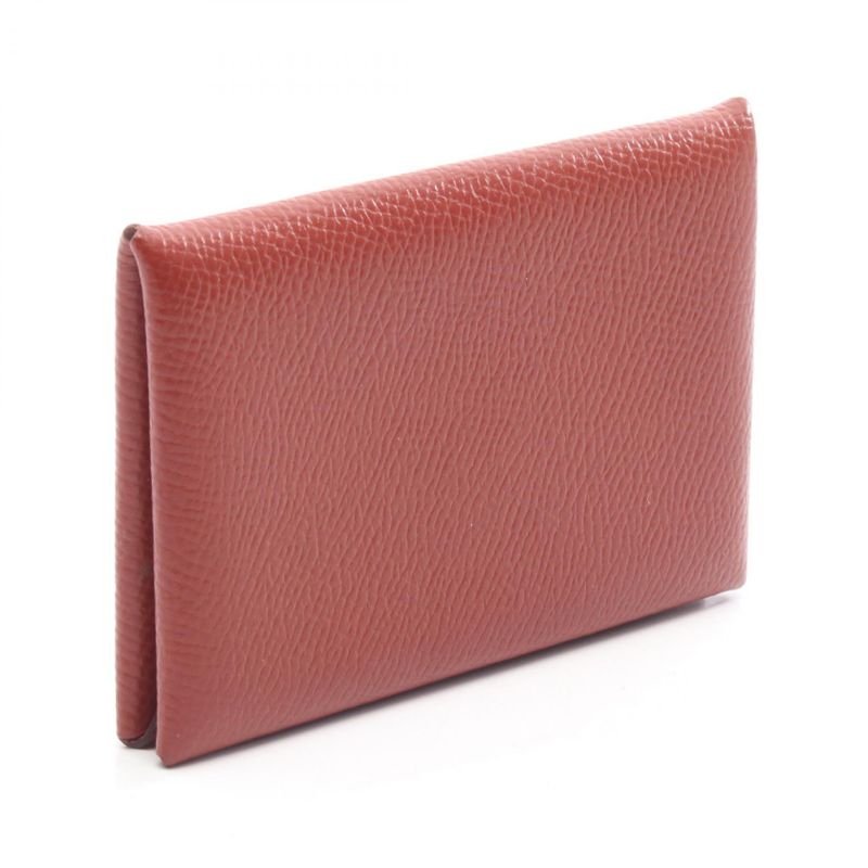 Hermes Coin Case Calvi Verso Rouge Venetian Rose Texas Leather Calf (Cowhide)