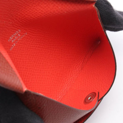 Hermes Coin Case Calvi Verso Rouge Venetian Rose Texas Leather Calf (Cowhide)
