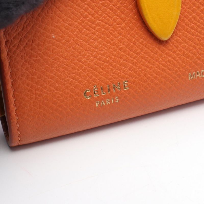 Celine Card Case Orange Leather Card Case Ladies Used B