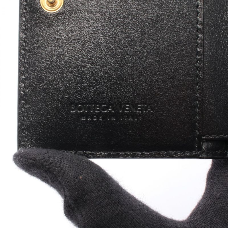 Bottega Veneta Bifold Wallet Intrecciato 742330 Black Leather Intrecciato