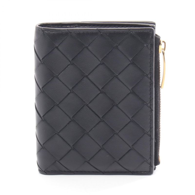 Bottega Veneta Bifold Wallet Intrecciato 742330 Black Leather Intrecciato