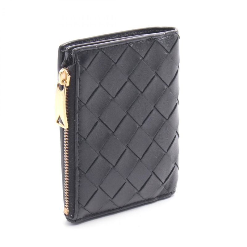 Bottega Veneta Bifold Wallet Intrecciato 742330 Black Leather Intrecciato