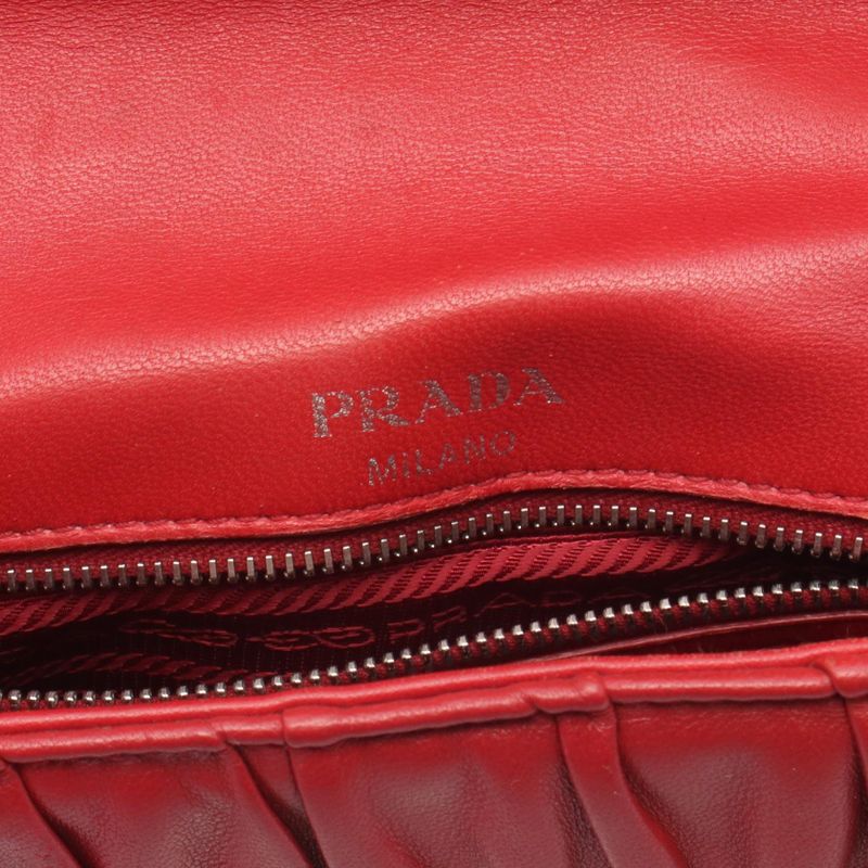 Prada Shoulder Bag Nappa Gaufre Sound Lock 1bd139 Red Leather Nappa Gaufre