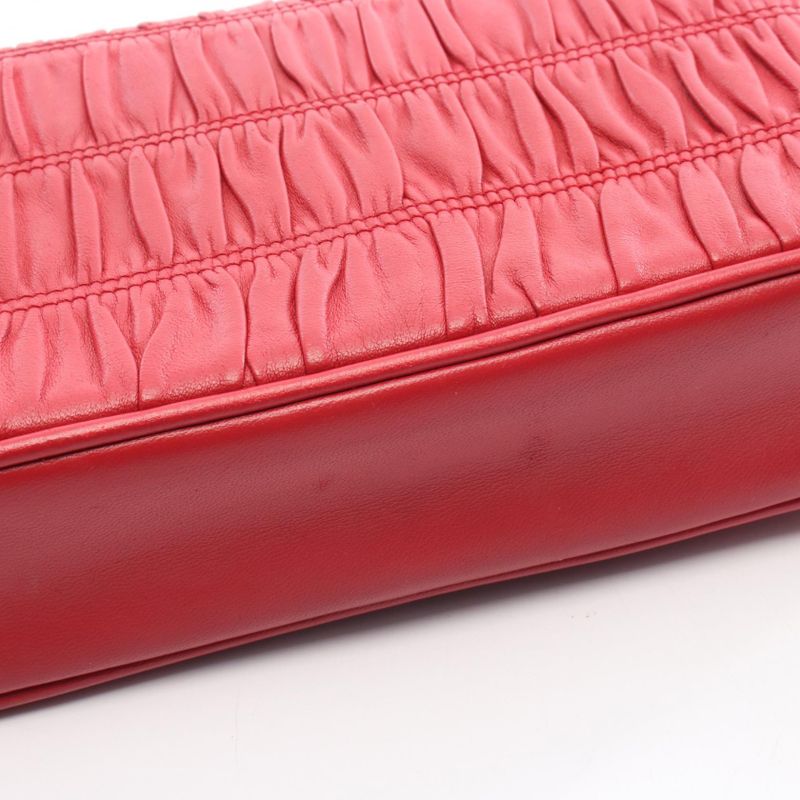 Prada Shoulder Bag Nappa Gaufre Sound Lock 1bd139 Red Leather Nappa Gaufre