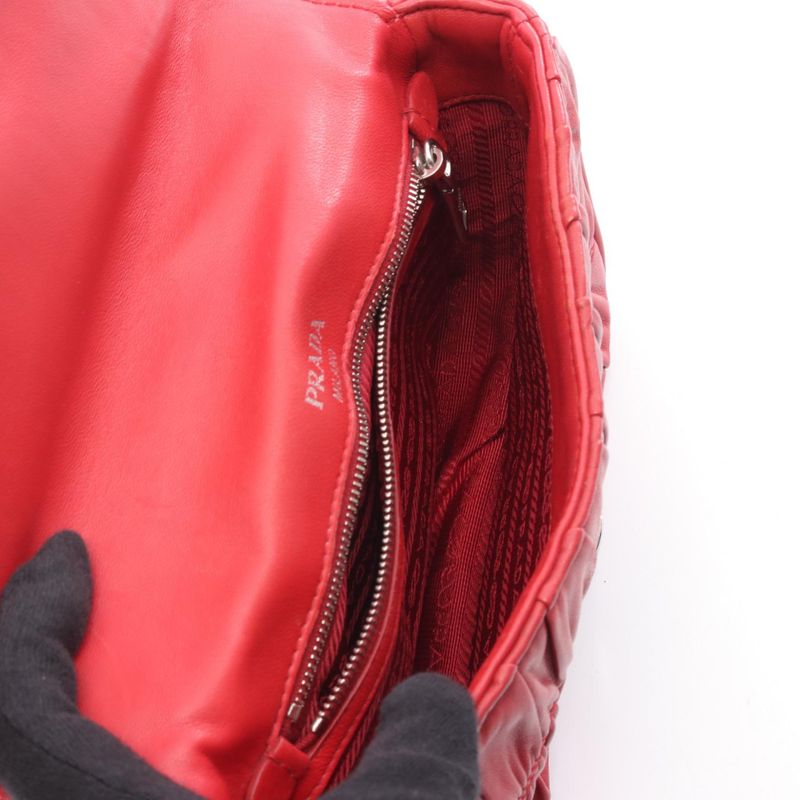 Prada Shoulder Bag Nappa Gaufre Sound Lock 1bd139 Red Leather Nappa Gaufre