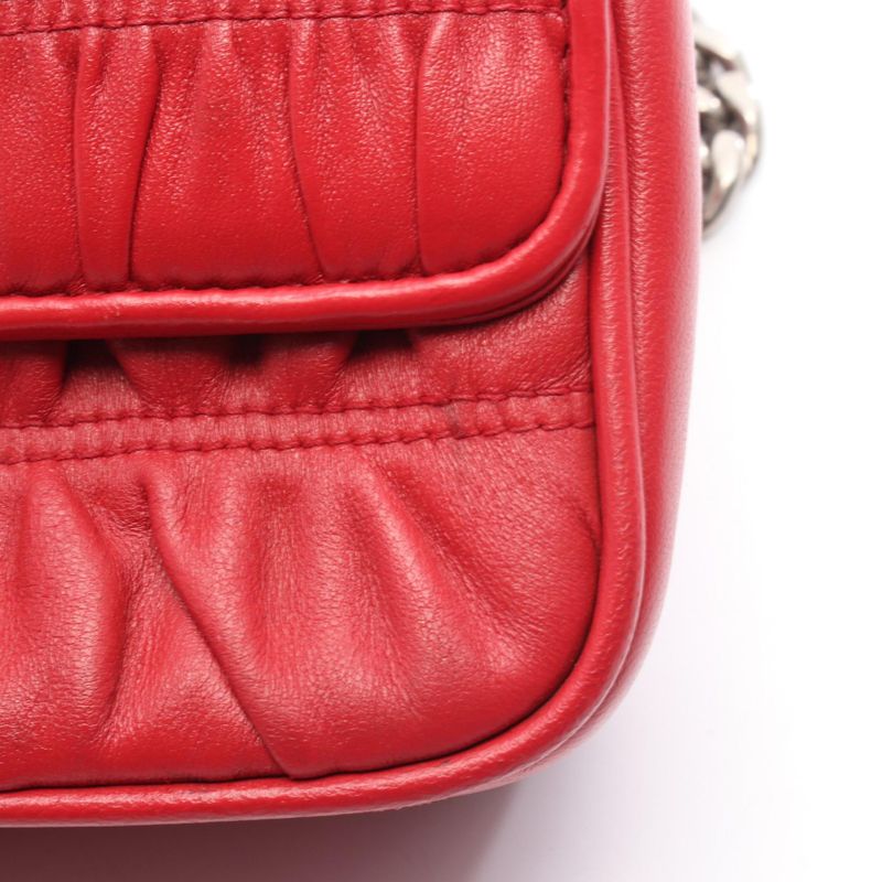 Prada Shoulder Bag Nappa Gaufre Sound Lock 1bd139 Red Leather Nappa Gaufre