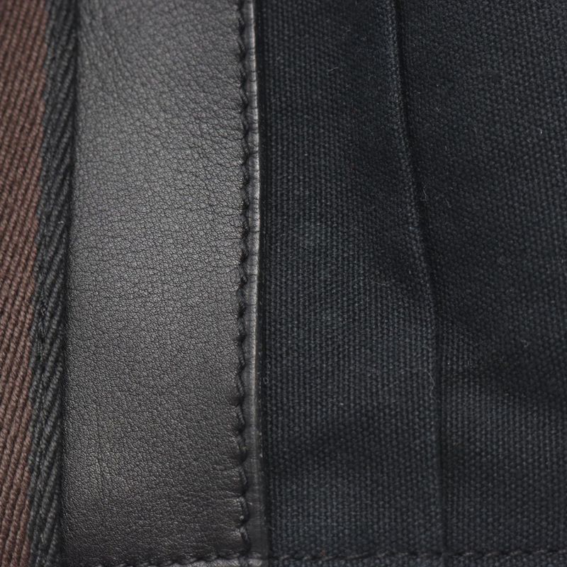 Hermes Tote Bag Troca Horizontal MM Black Brown Canvas Leather Troca Horizontal