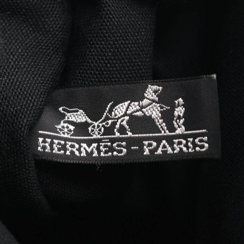 Hermes Tote Bag Troca Horizontal MM Black Brown Canvas Leather Troca Horizontal