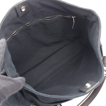 Hermes Tote Bag Troca Horizontal MM Black Brown Canvas Leather Troca Horizontal