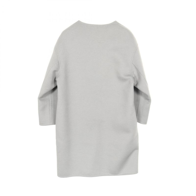 Prada Gray Wool Collarless Coat Women's