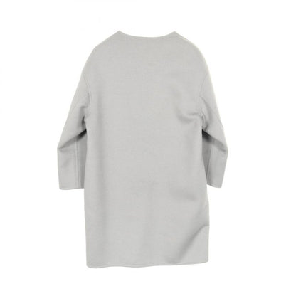 Prada Gray Wool Collarless Coat Women's