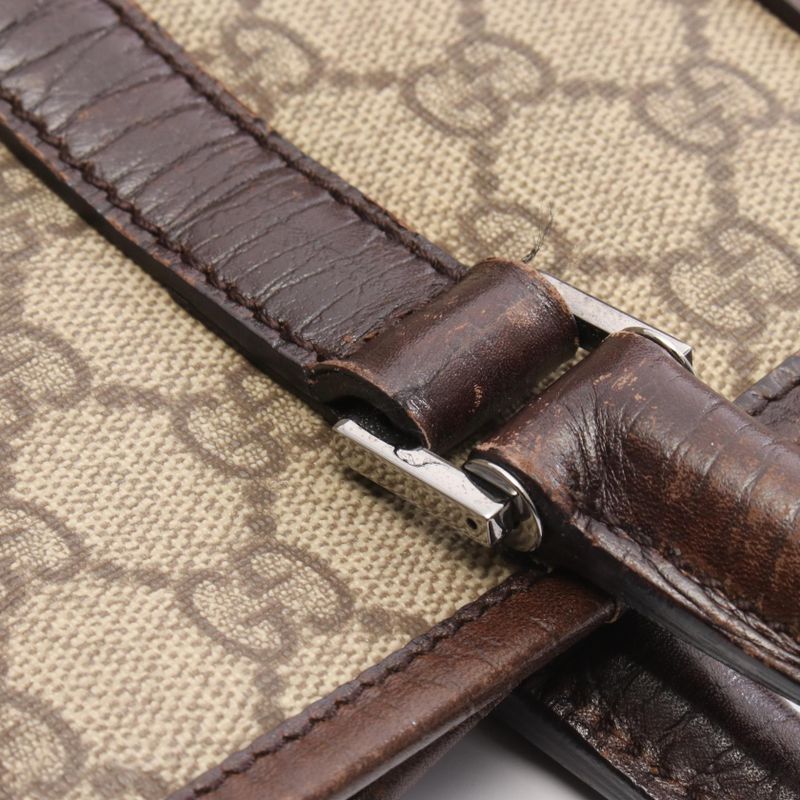 Gucci Tote Bag GG Supreme 114595 Beige PVC Coated Canvas Leather GG Supreme