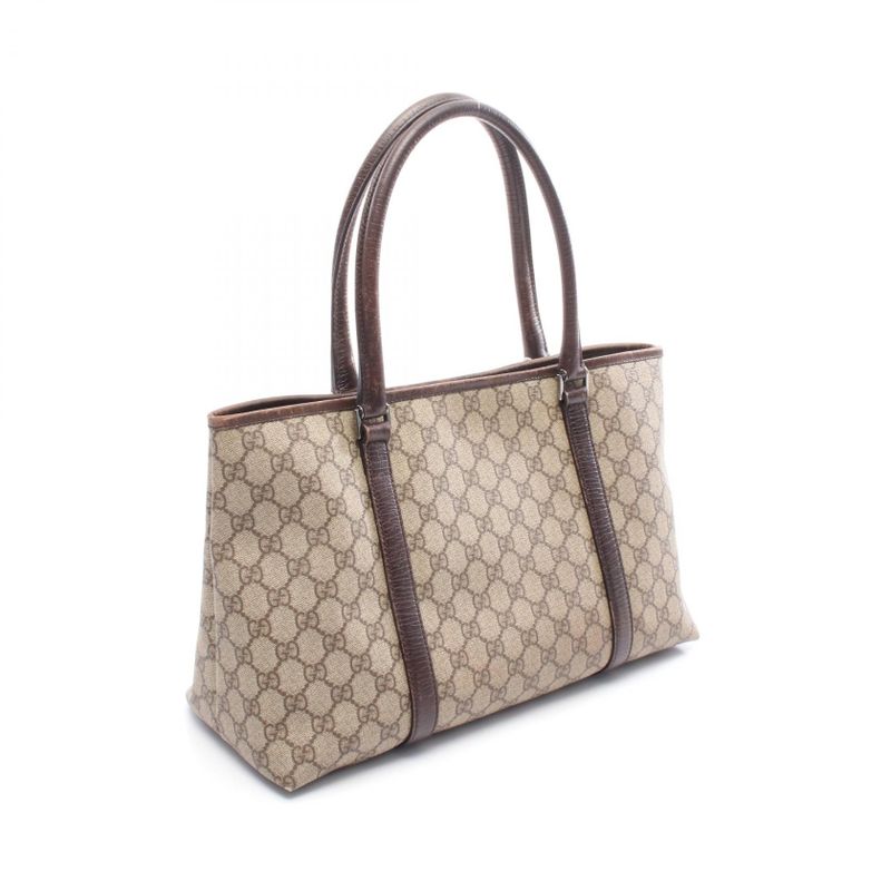 Gucci Tote Bag GG Supreme 114595 Beige PVC Coated Canvas Leather GG Supreme