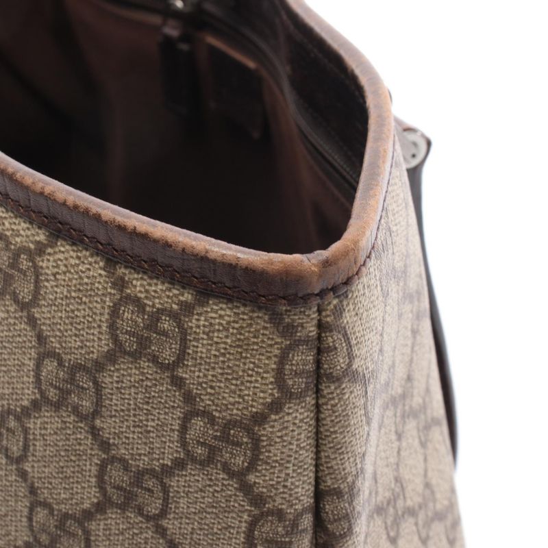 Gucci Tote Bag GG Supreme 114595 Beige PVC Coated Canvas Leather GG Supreme