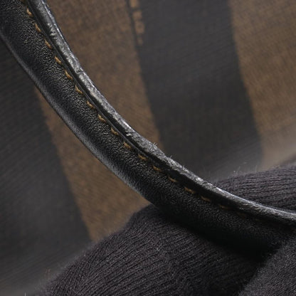 Fendi Handbag Pecan Black Dark Brown PVC Coated Canvas Leather Mini Boston Bag