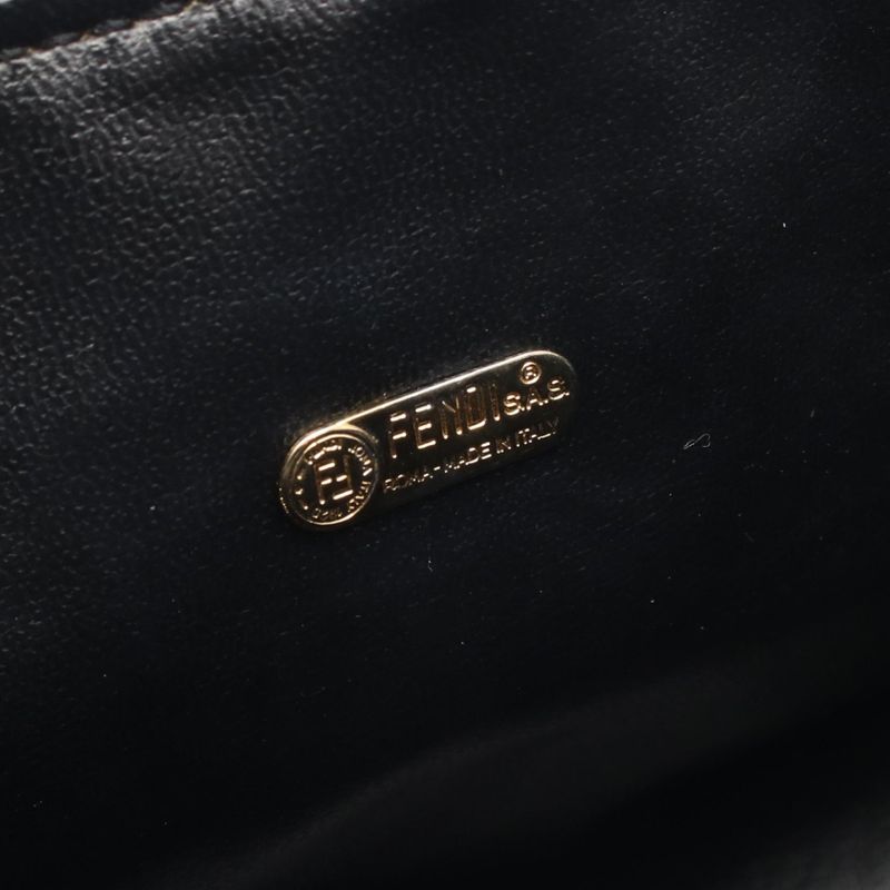 Fendi Handbag Pecan Black Dark Brown PVC Coated Canvas Leather Mini Boston Bag