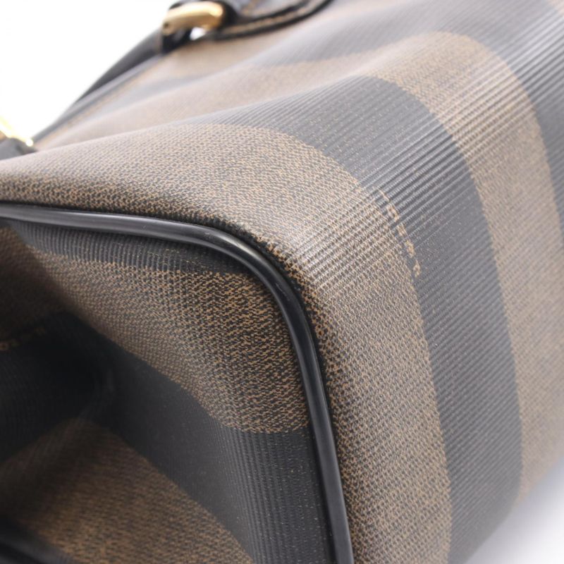 Fendi Handbag Pecan Black Dark Brown PVC Coated Canvas Leather Mini Boston Bag