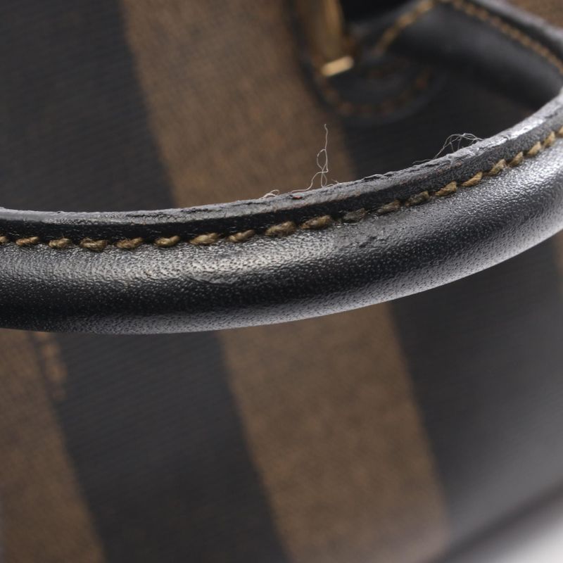 Fendi Handbag Pecan Black Dark Brown PVC Coated Canvas Leather Mini Boston Bag