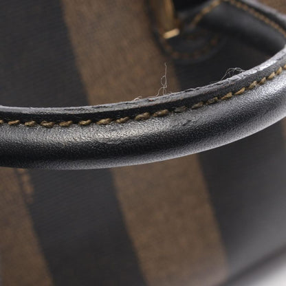 Fendi Handbag Pecan Black Dark Brown PVC Coated Canvas Leather Mini Boston Bag