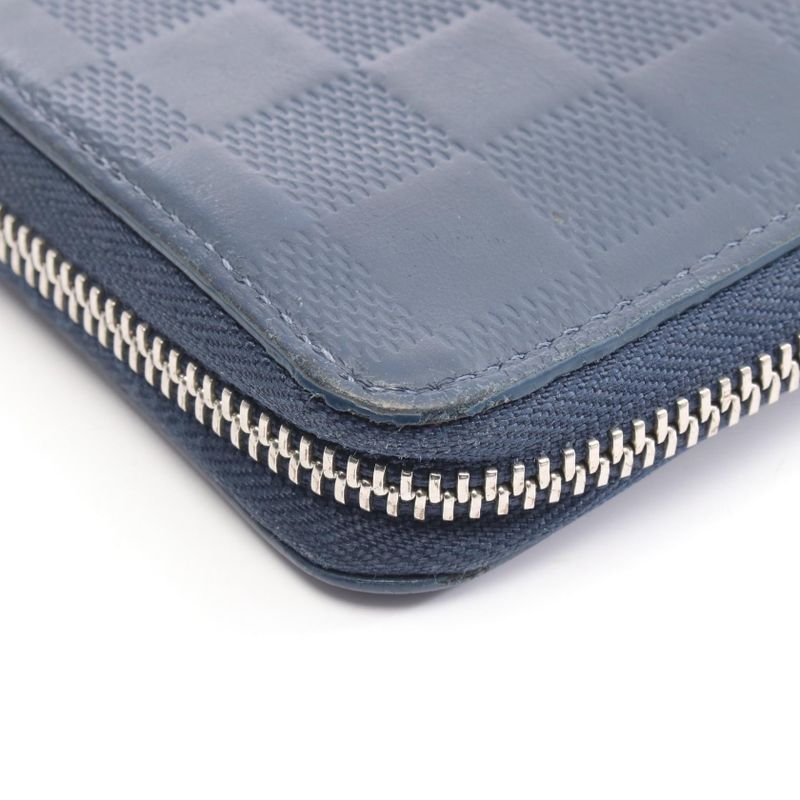 Louis Vuitton Round Long Wallet Zippy Wallet Vertical Damier Infini N60503 Navy