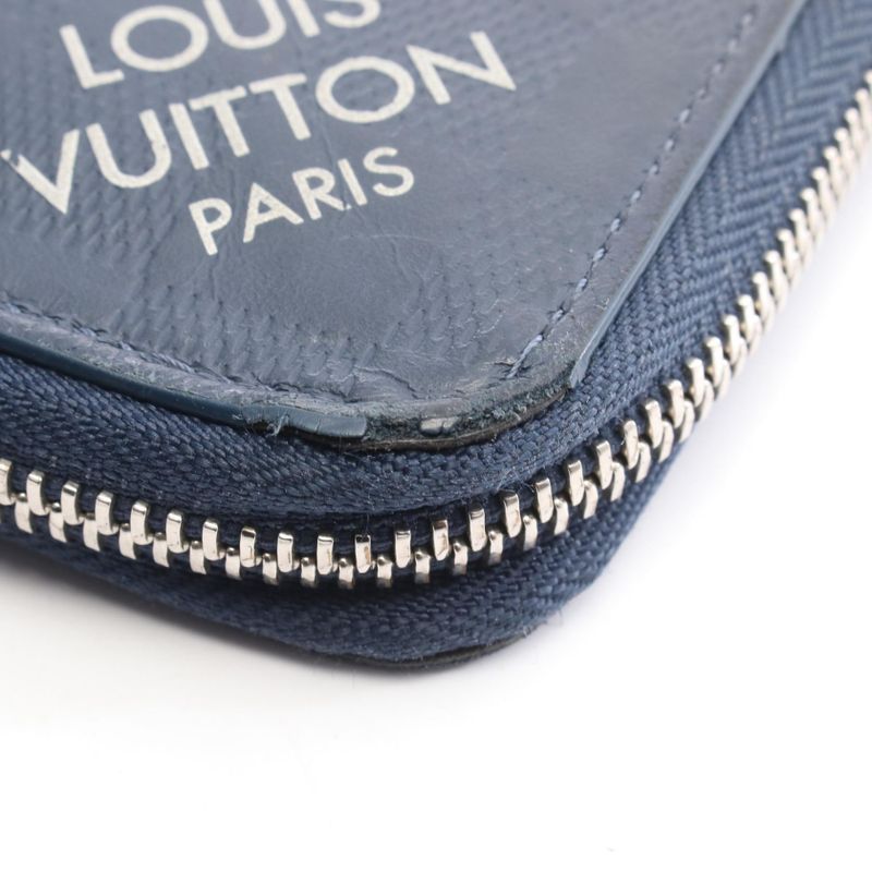 Louis Vuitton Round Long Wallet Zippy Wallet Vertical Damier Infini N60503 Navy